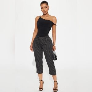 Business As Usual Pinstripe Capri Pant - Black/White